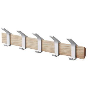 BRAND NEW Yamazaki Home Rin Wall-Mounted Coat Hanger - Steel + Wood in Ash
